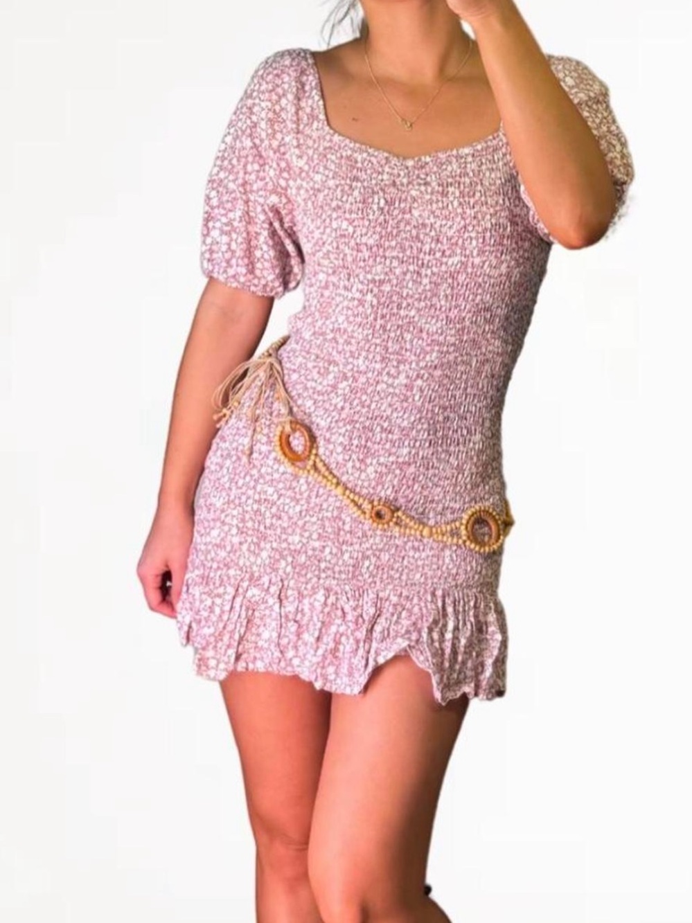 Pink and White Floral Mini Dress - Sweet & Feminine